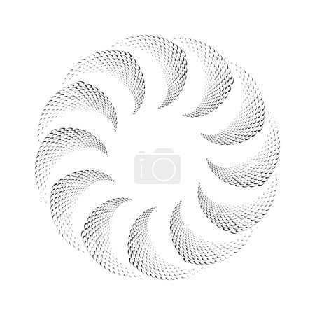 Illustration for Radial curvy stripes and dots black and white - Royalty Free Image