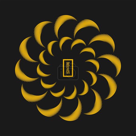 Ilustración de Líneas de semitono amarillas abstractas en forma de espiral - Imagen libre de derechos