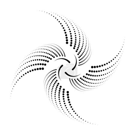 Illustration for Radial curvy stripes and dots black and white - Royalty Free Image