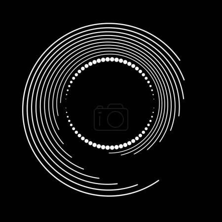 Ilustración de Radial curvas rayas y puntos blanco y negro - Imagen libre de derechos
