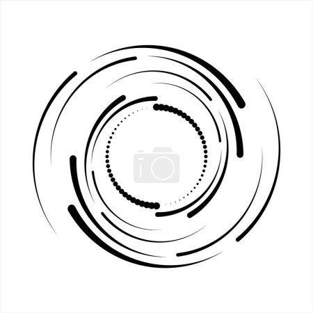 Ilustración de Lunares radiales negros y líneas en forma de espiral - Imagen libre de derechos