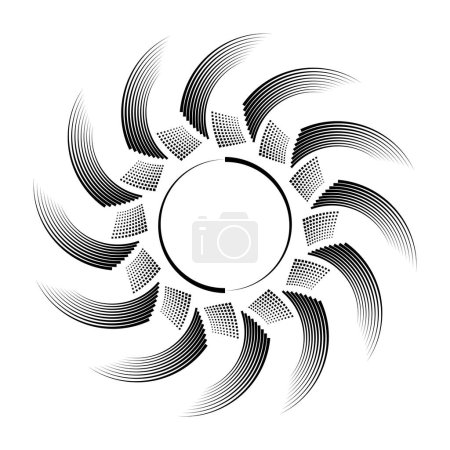 Illustration for Black vector squares and stripes in circle form - Royalty Free Image