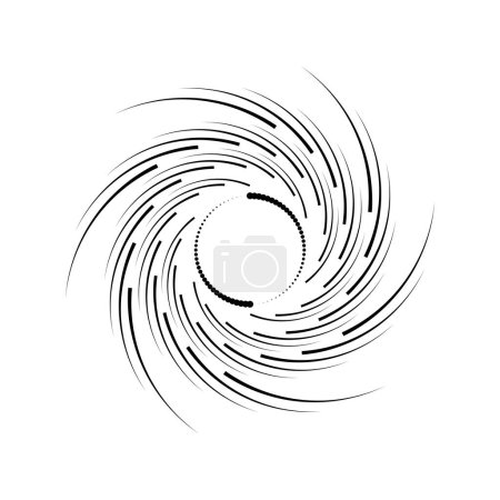 Téléchargez les illustrations : Flèches courbes noires et points en forme de spirale, illustration vectorielle - en licence libre de droit