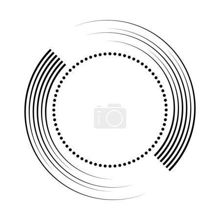 Ilustración de Líneas de velocidad curvas radiales negras y puntos - Imagen libre de derechos