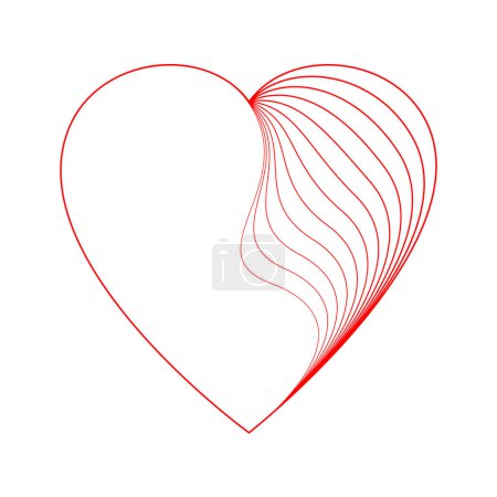 Téléchargez les illustrations : Logo coeur rouge avec lignes, illustration vectorielle - en licence libre de droit