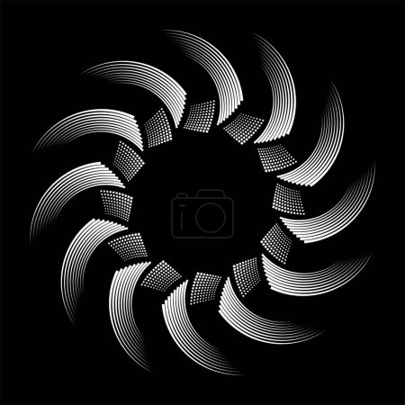 Illustration for White vector squares and stripes in circle form - Royalty Free Image