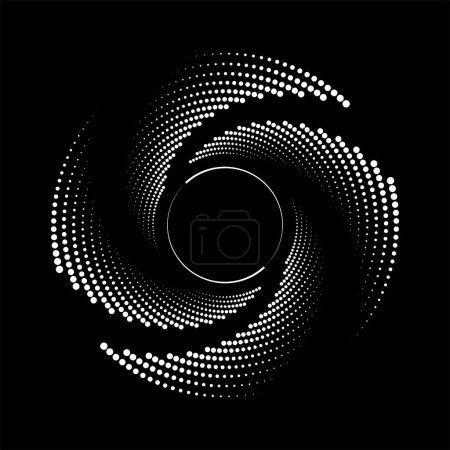 Illustration for White dots and stripes in circle form. black and white - Royalty Free Image