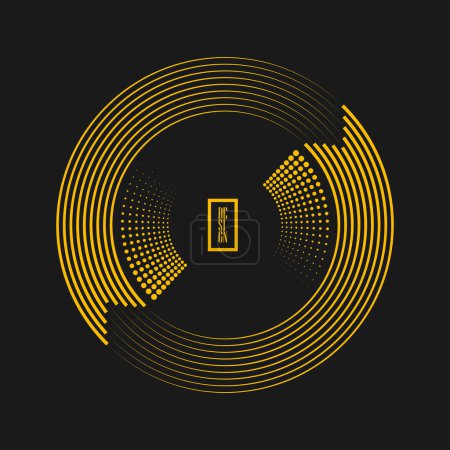 Ilustración de Puntos amarillos abstractos y líneas de velocidad en forma de círculo - Imagen libre de derechos