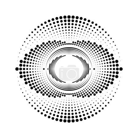Ilustración de Líneas y puntos negros abstractos en forma de círculo - Imagen libre de derechos