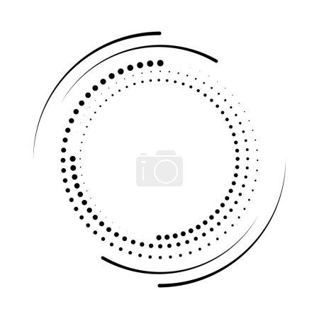 Téléchargez les illustrations : Pois noirs abstraits demi-tons en forme de cercle - en licence libre de droit
