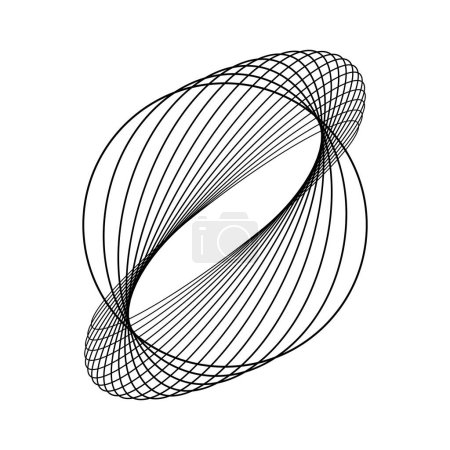 Illustration for Abstract black oval lines in round form - Royalty Free Image