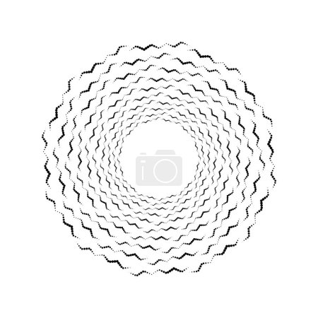 Ilustración de Líneas punteadas onduladas negras abstractas en forma de espiral - Imagen libre de derechos
