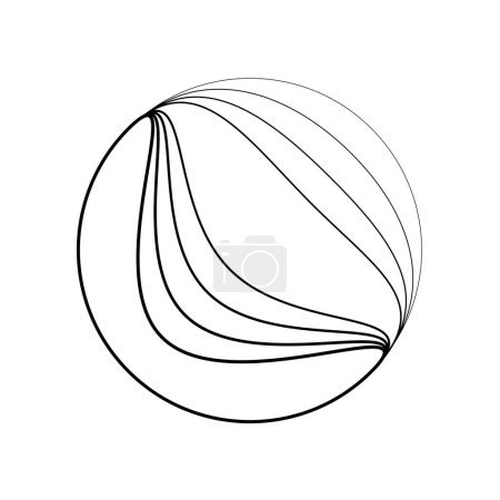 Ilustración de Líneas de círculo negro deformadas abstractas - Imagen libre de derechos