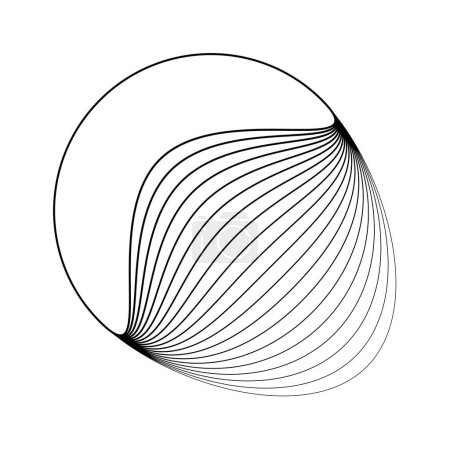 Illustration for Abstract deformed black lines in oval form - Royalty Free Image