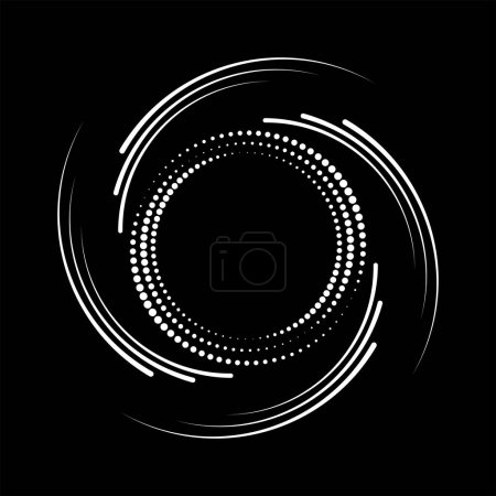 Illustration for Abstract white halftone dots and lines in circle form - Royalty Free Image