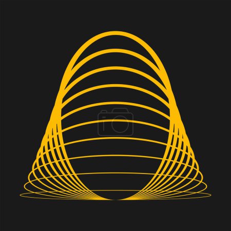 Ilustración de Líneas ovaladas amarillas abstractas en forma de círculo - Imagen libre de derechos