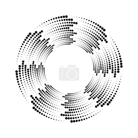 Téléchargez les illustrations : Courbe noire demi-teinte pointillée lignes en forme de cercle - en licence libre de droit