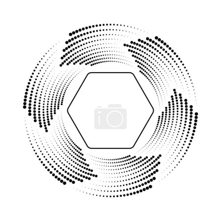 Ilustración de Líneas de medio tono con curvas negras en forma de círculo - Imagen libre de derechos