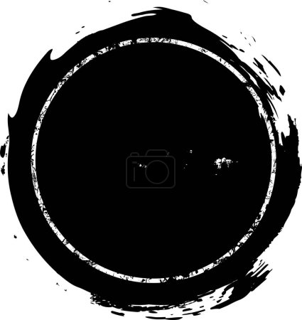 Ilustración de Salpicadura redonda grunge negro con marco blanco - Imagen libre de derechos