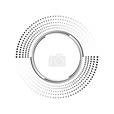 Ilustración de Pequeños cuadrados negros y stipes en forma de círculo - Imagen libre de derechos