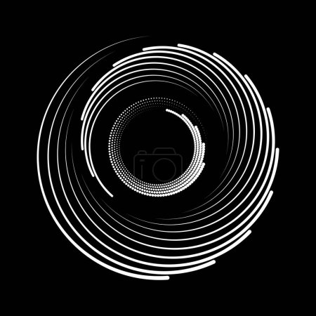Illustration for White concentric curved stripes and dots in spiral form - Royalty Free Image