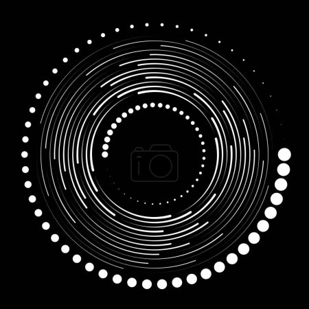 Ilustración de Líneas de velocidad concéntricas blancas y puntos en forma de vórtice - Imagen libre de derechos
