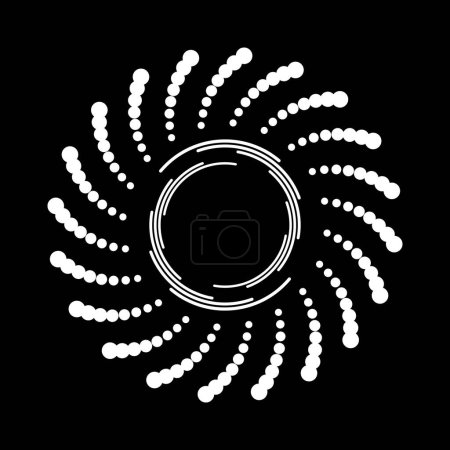 Illustration for White curved halftone dots and stripes in round form - Royalty Free Image