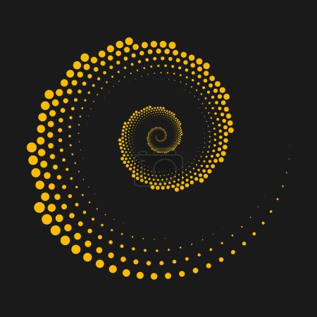 Illustration for Yellow halftone dotted lines in spiral form - Royalty Free Image