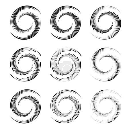 Illustration for Set of black abstract curved lines. Round form - Royalty Free Image