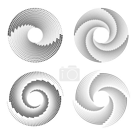 Téléchargez les illustrations : Ensemble de minuscules triangles abstraits noirs en forme de spirale - en licence libre de droit