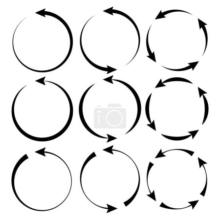 Illustration for Set of black vector arrows in circle form - Royalty Free Image