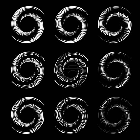 Ilustración de Conjunto de líneas curvas abstractas blancas. Forma redonda - Imagen libre de derechos