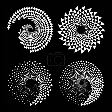 Illustration for Set of white abstract triangles stripes in spiral form - Royalty Free Image