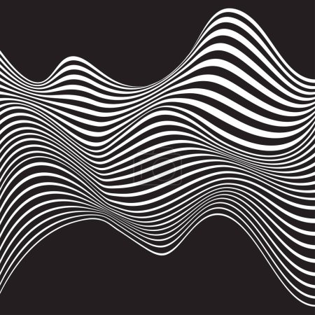 Ilustración de Rayas horizontales distorsionadas con curvas blancas. Arte de Op - Imagen libre de derechos