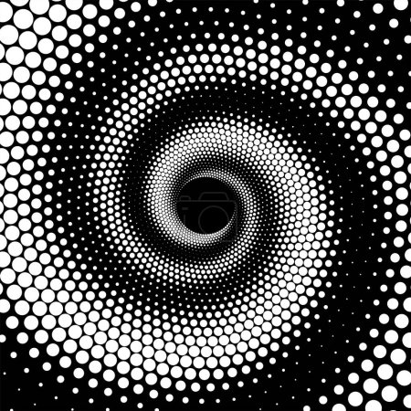 Illustration for White curvy halftone dotted shape in spiral form - Royalty Free Image