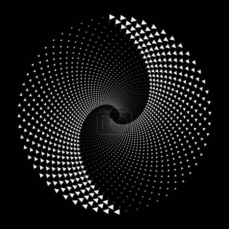 Illustration for White spiral triangles shapes on black background - Royalty Free Image