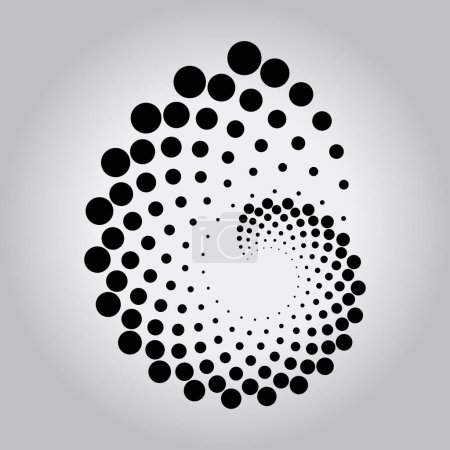 Téléchargez les illustrations : Résumé lignes pointillées noires pointillées en forme de vortex. Pois demi-tons - en licence libre de droit