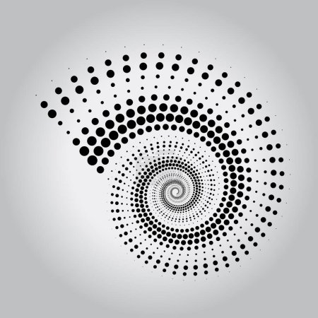Illustration for Abstract black dotted speed lines in vortex form - Royalty Free Image