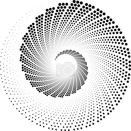 Téléchargez les illustrations : Abstrait noir vortex spirale demi-ton points forme - en licence libre de droit