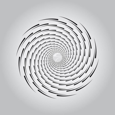 Téléchargez les illustrations : Flèche abstraite noire lignes de vitesse en forme de spirale - en licence libre de droit
