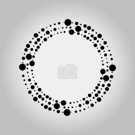 Illustration for Black abstract dotted lines in round form. Halftone dots - Royalty Free Image