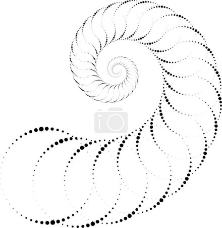 Ilustración de Forma espiral abstracta negra. Puntos de medio tono. - Imagen libre de derechos