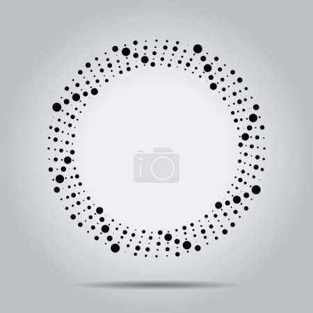 Illustration for Black vector shape in round form. Halftone dots - Royalty Free Image