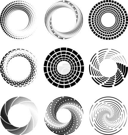 Illustration for Set of abstract black rectangle dots. Circle form - Royalty Free Image