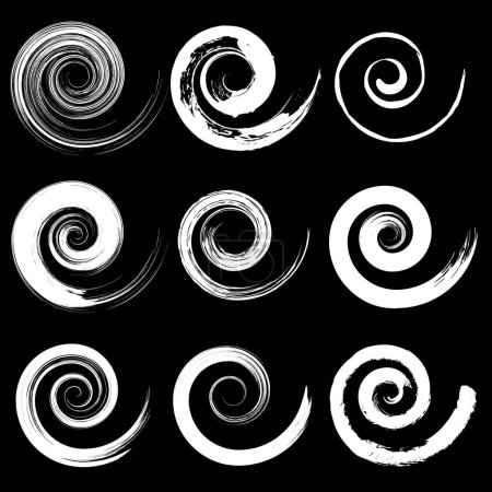 Téléchargez les illustrations : Ensemble de formes de pinceaux vectoriels blancs. Forme spirale - en licence libre de droit