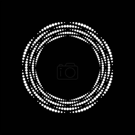 Ilustración de Líneas abstractas blancas en forma de círculo. Puntos de medio tono - Imagen libre de derechos