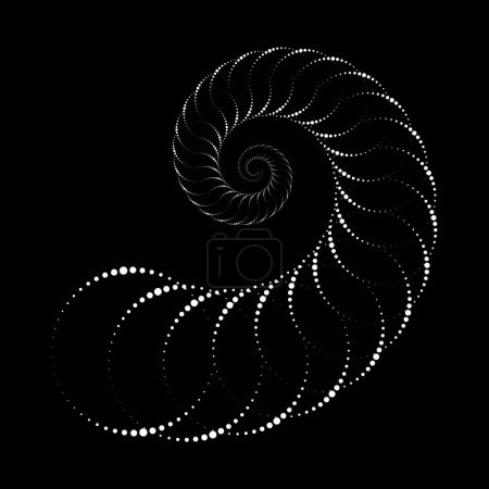 Téléchargez les illustrations : Forme spirale abstraite blanche. Pois demi-tons - en licence libre de droit