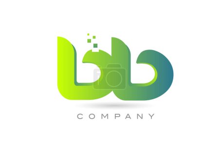 Téléchargez les illustrations : Joined BB alphabet letter logo icon combination design with dots and green color. Creative template for business and company - en licence libre de droit