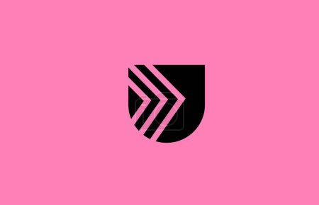 Illustration for Pink black U alphabet letter logo icon design with geometric lines. Creative template for business and company - Royalty Free Image