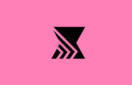 Illustration for Pink black X alphabet letter logo icon design with geometric lines. Creative template for business and company - Royalty Free Image